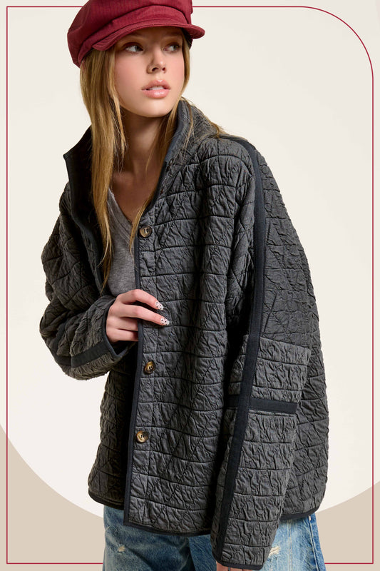 SOFT QUILTED LOOSE FIT JACKET La Miel JKT1787