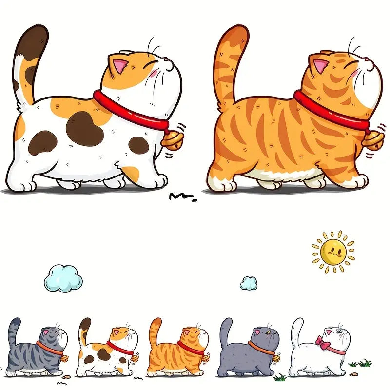 March of the Cats – Cute Mini Cartoon Cat Parade Vinyl Sticker Set