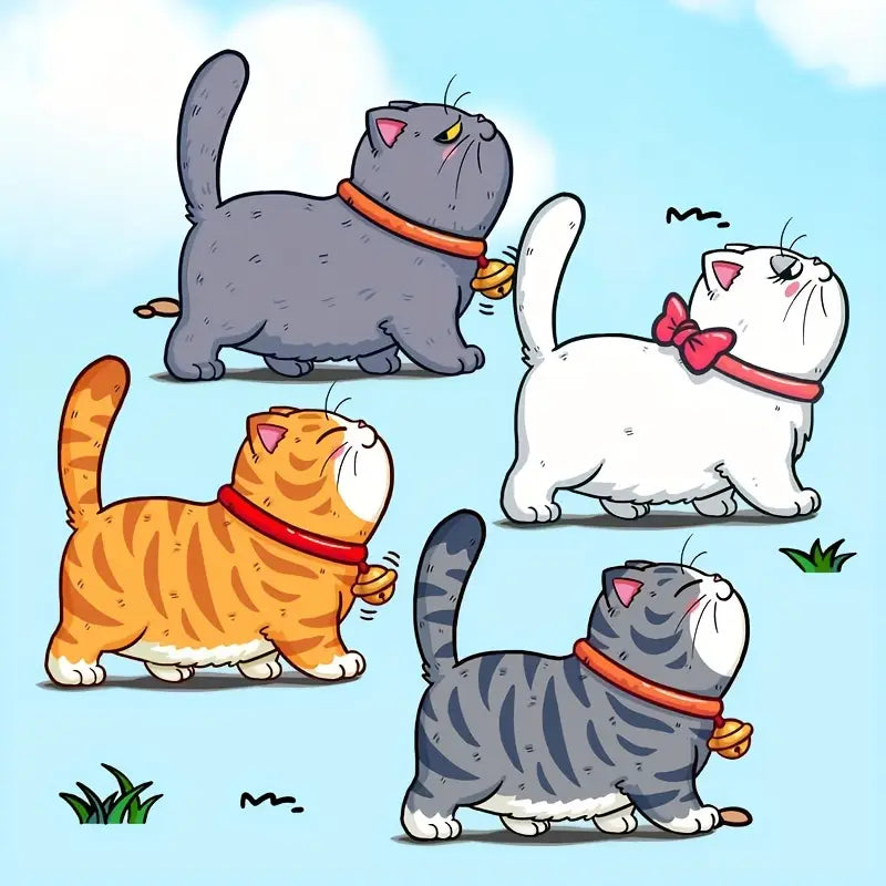 March of the Cats – Cute Mini Cartoon Cat Parade Vinyl Sticker Set