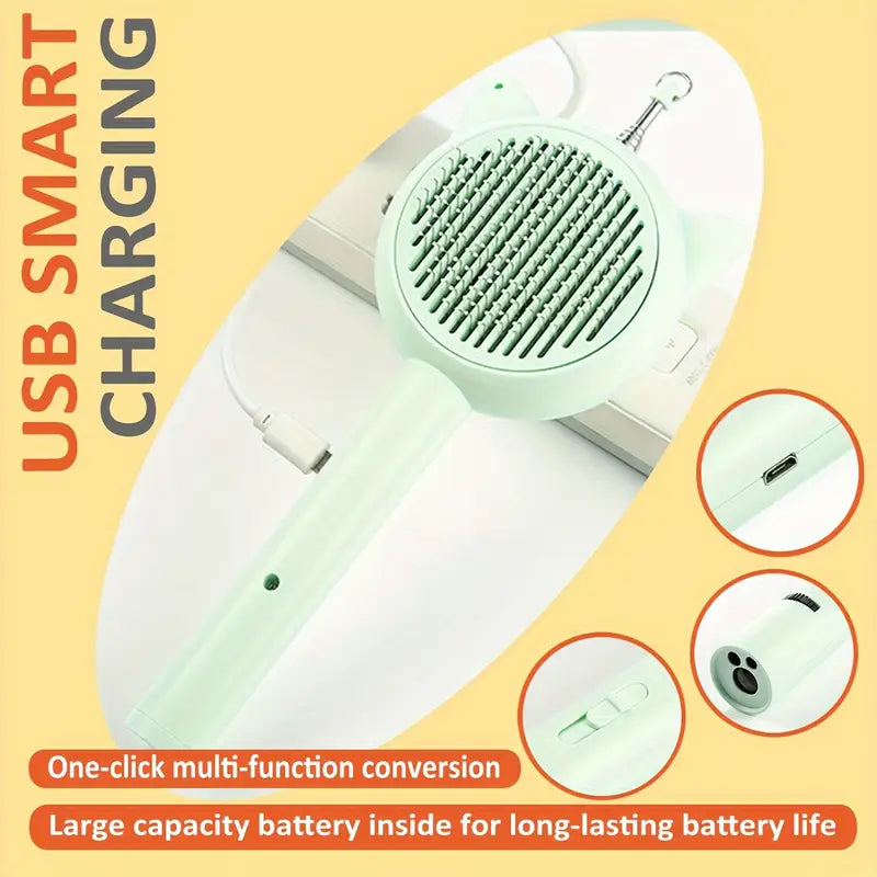 5-in-1 Hairbrush, Interactive Cat Wand and Laser, Utility Flashlight and UV Black Light