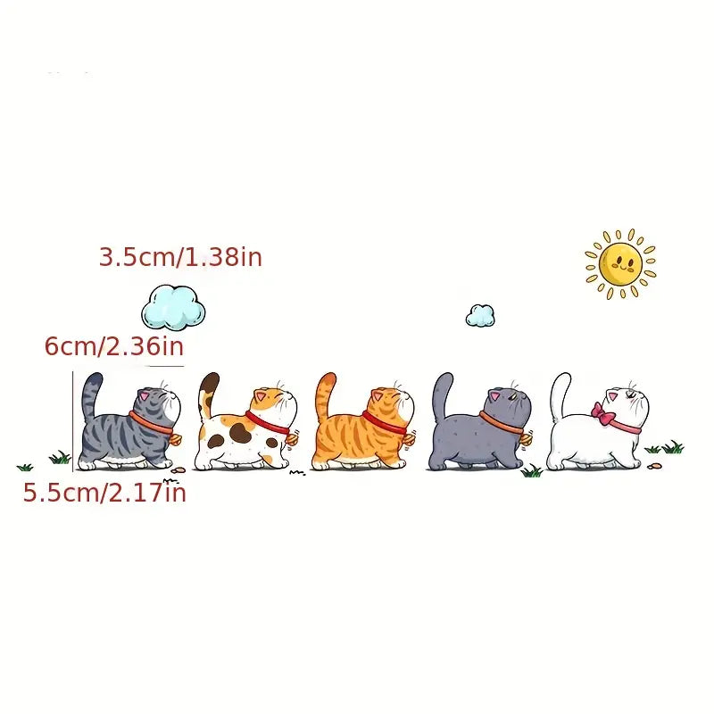 March of the Cats – Cute Mini Cartoon Cat Parade Vinyl Sticker Set
