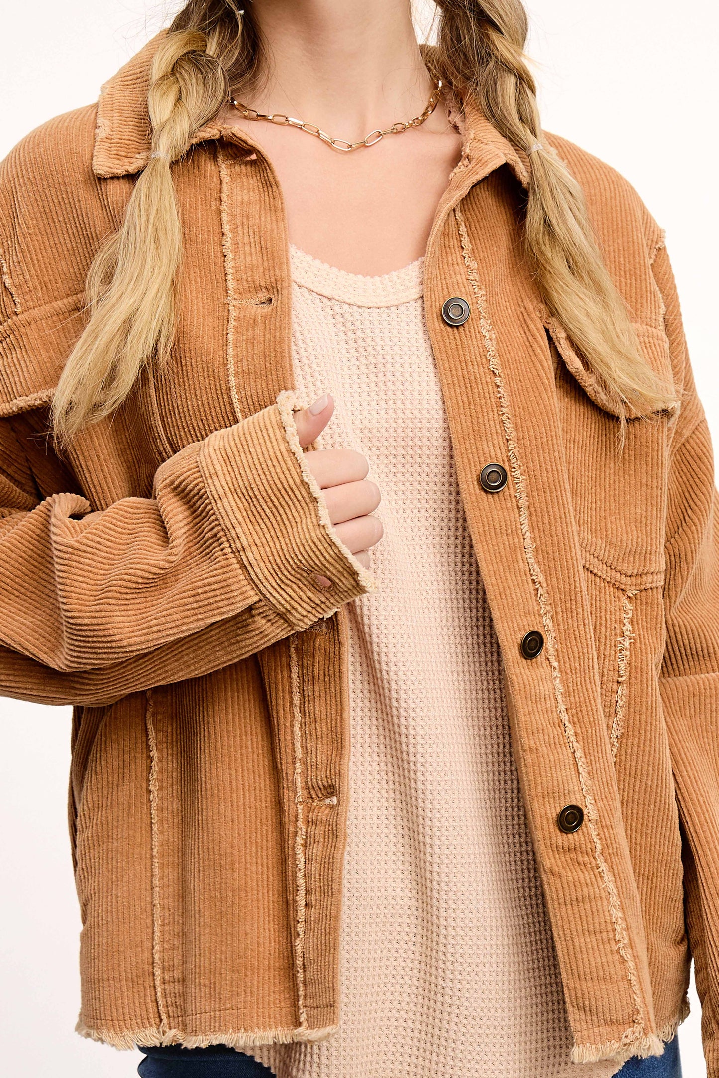 La Miel JKT1782 WASHED CORDUROY TEXTURED BUTTON DOWN JACKET