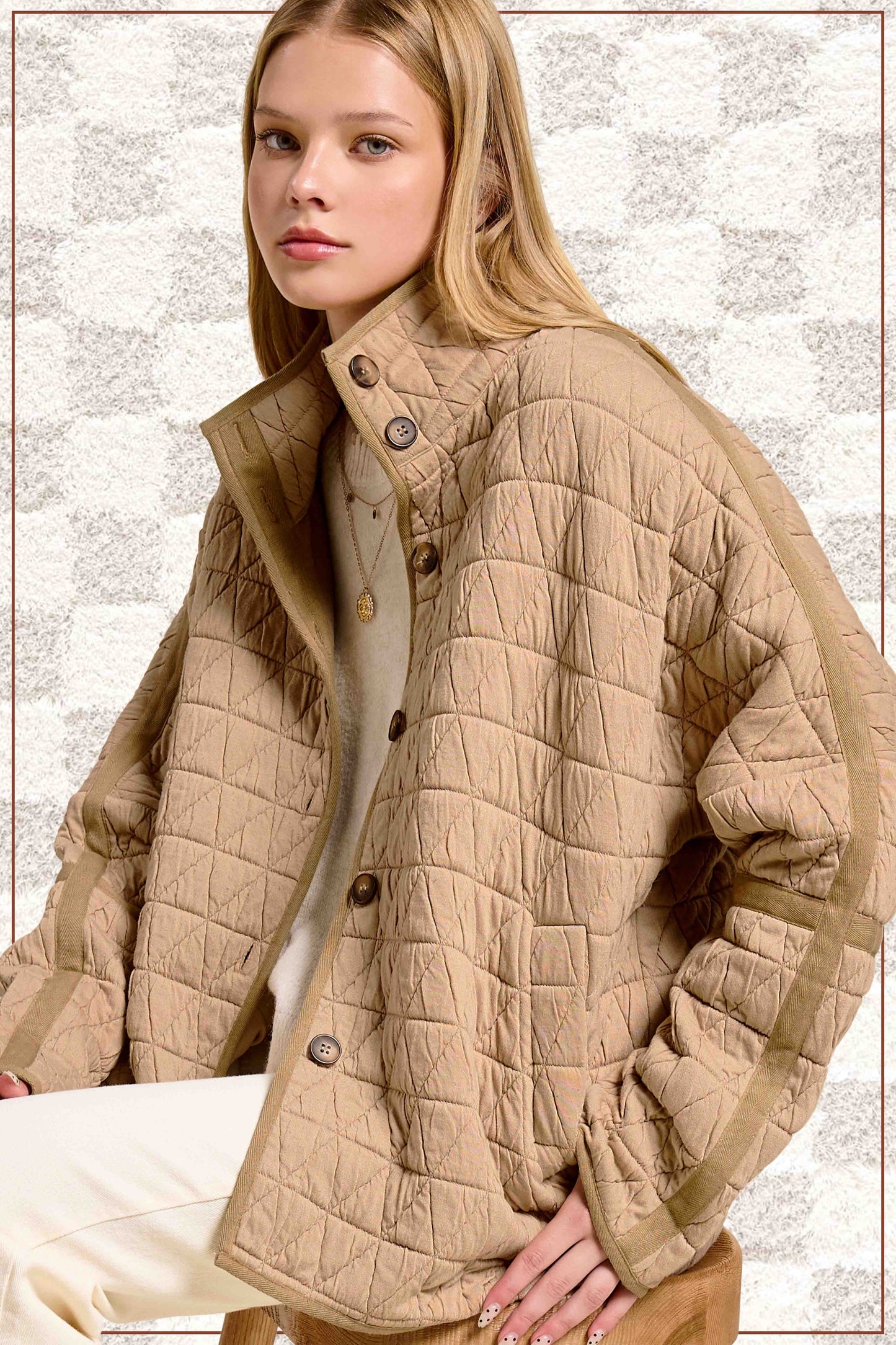 SOFT QUILTED LOOSE FIT JACKET La Miel JKT1787