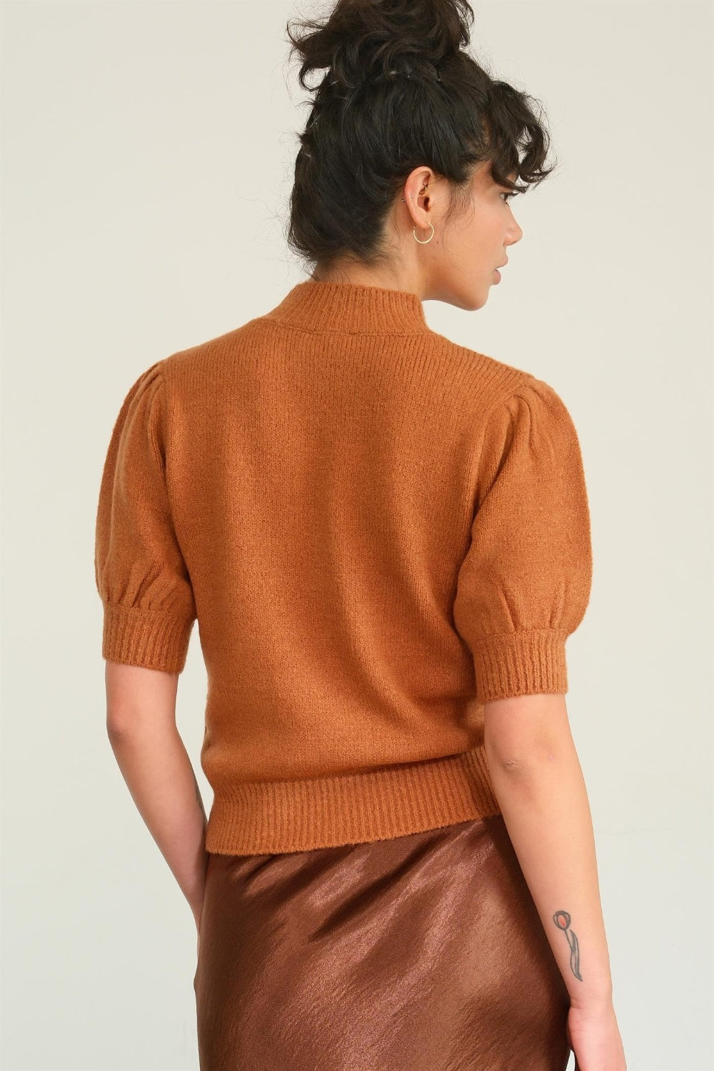 HYFVE Mock Neck Puff Sleeve Sweater